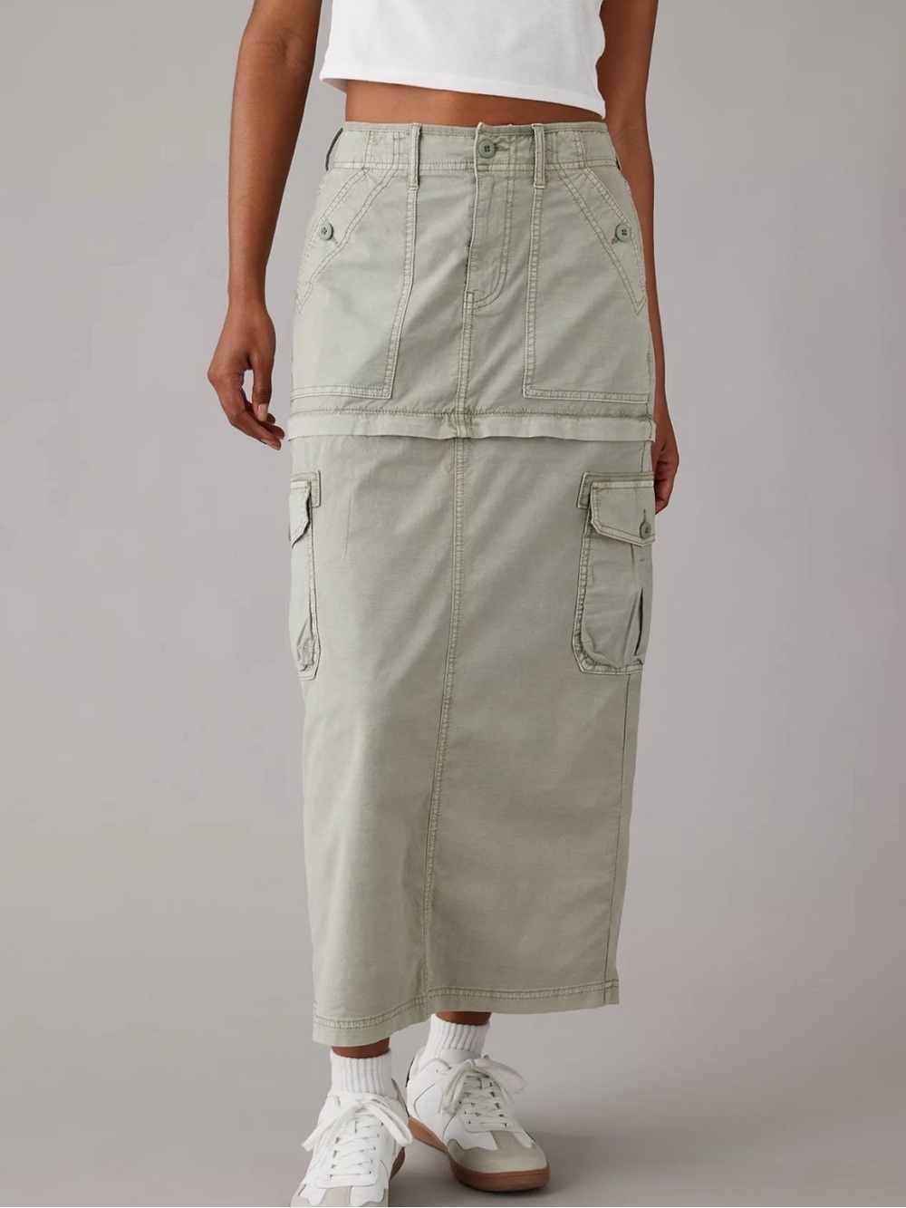 American Eagle Snappy Stretch High-Waisted Convertible Maxi Cargo Skirt